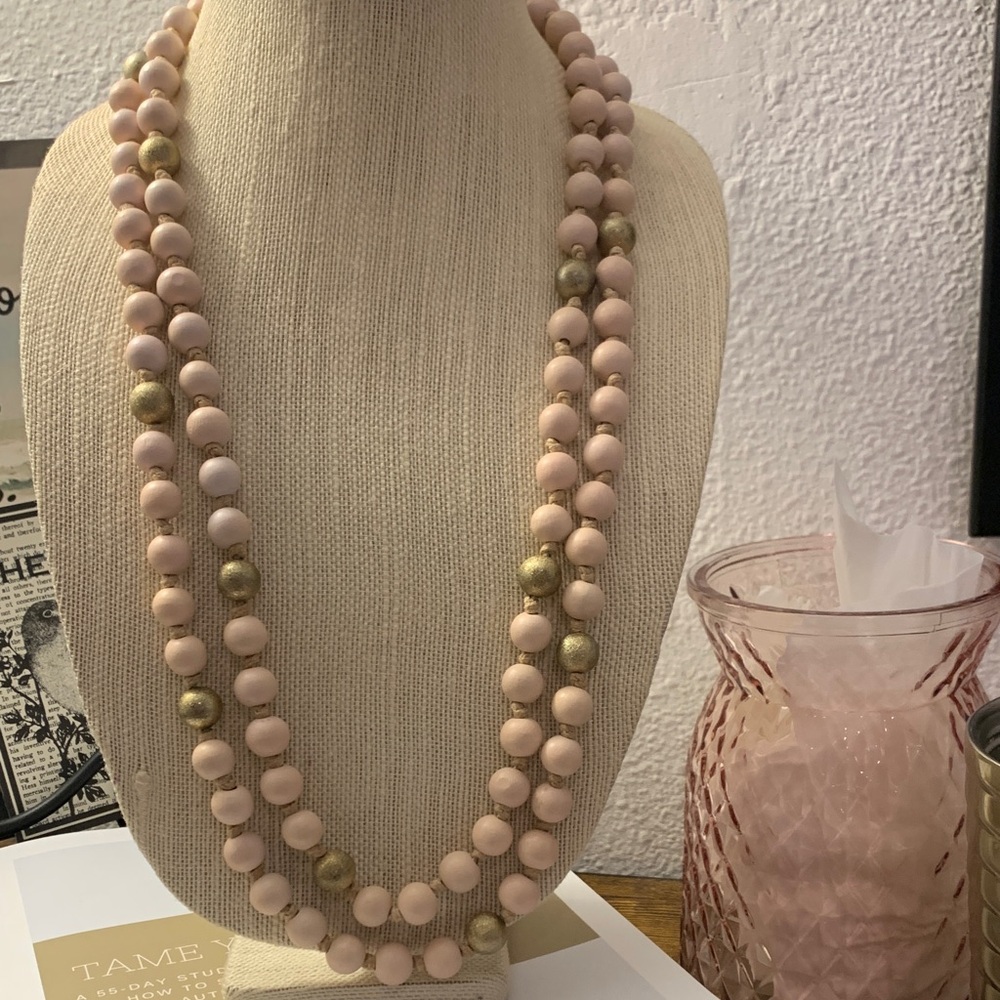 Plunder Blush Pink and Gold Layered Bead Necklace